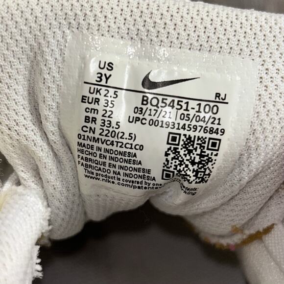 Nike Youth Court Borough Low Triple White Youth Size 3Y BQ5451-100 Sneaker Shoes - Picture 12 of 12